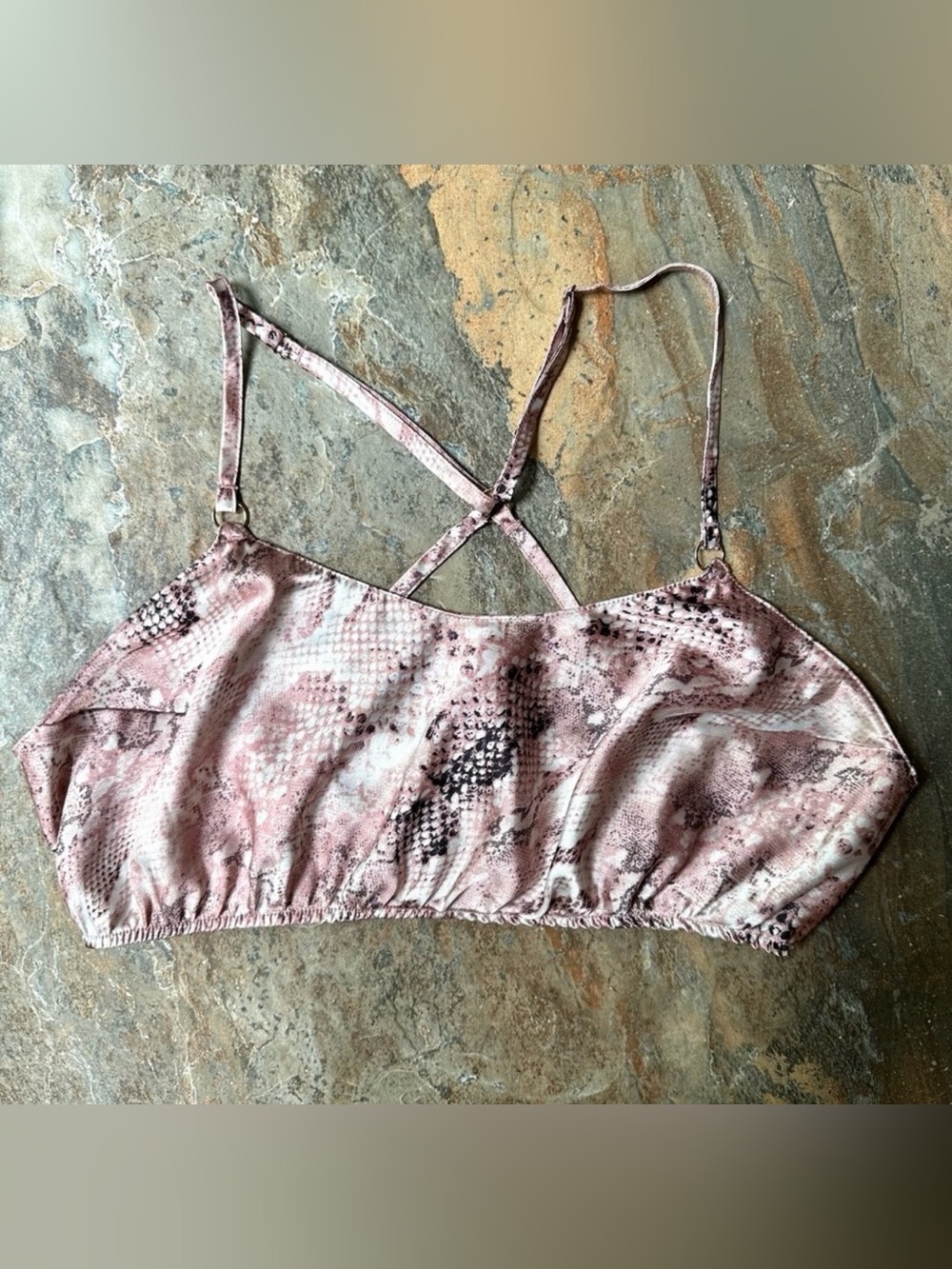 La Senza Satin Cinched Bralette Women’s Size Small Blush Pink Snakeskin Print
